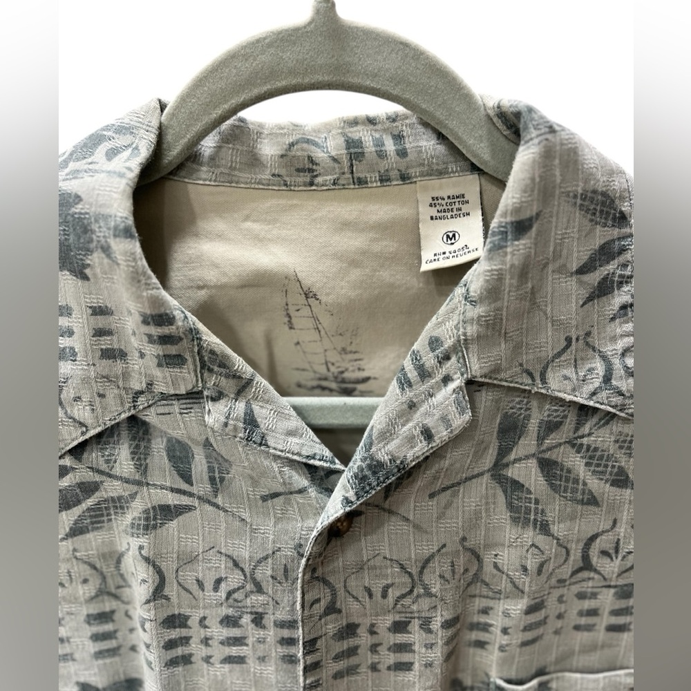 Tiki ethnic tribal Bugle Boy casual beachy vintage button down shirt-M - Picture 3 of 11
